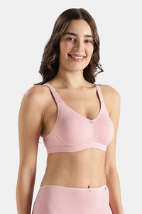 Jockey Wirefree Non Padded Super Combed Cotton Elastane Stretch Full Coverage Everyday Bra with Concealed Shaper Panel - Crush N Blush — thumbnail 2